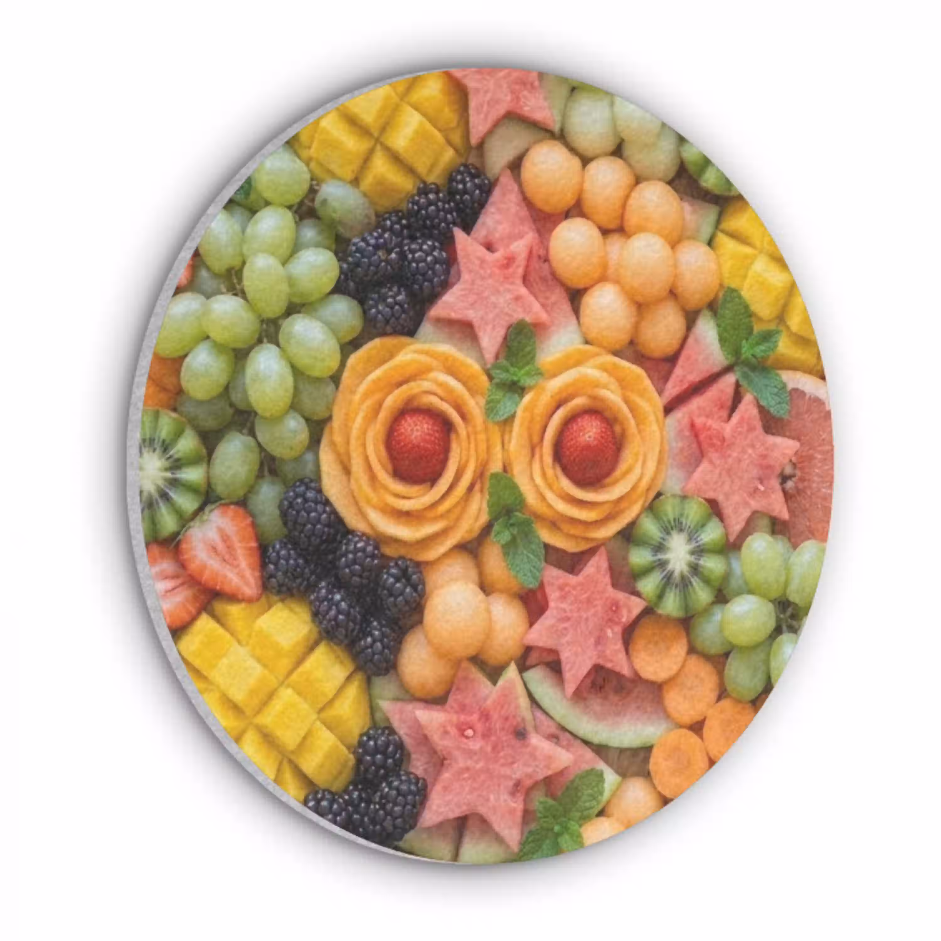 Fruit - Variatie - Kleurrijk - Vers - Eten Akoestische PET Vilt - Rond klein -3d