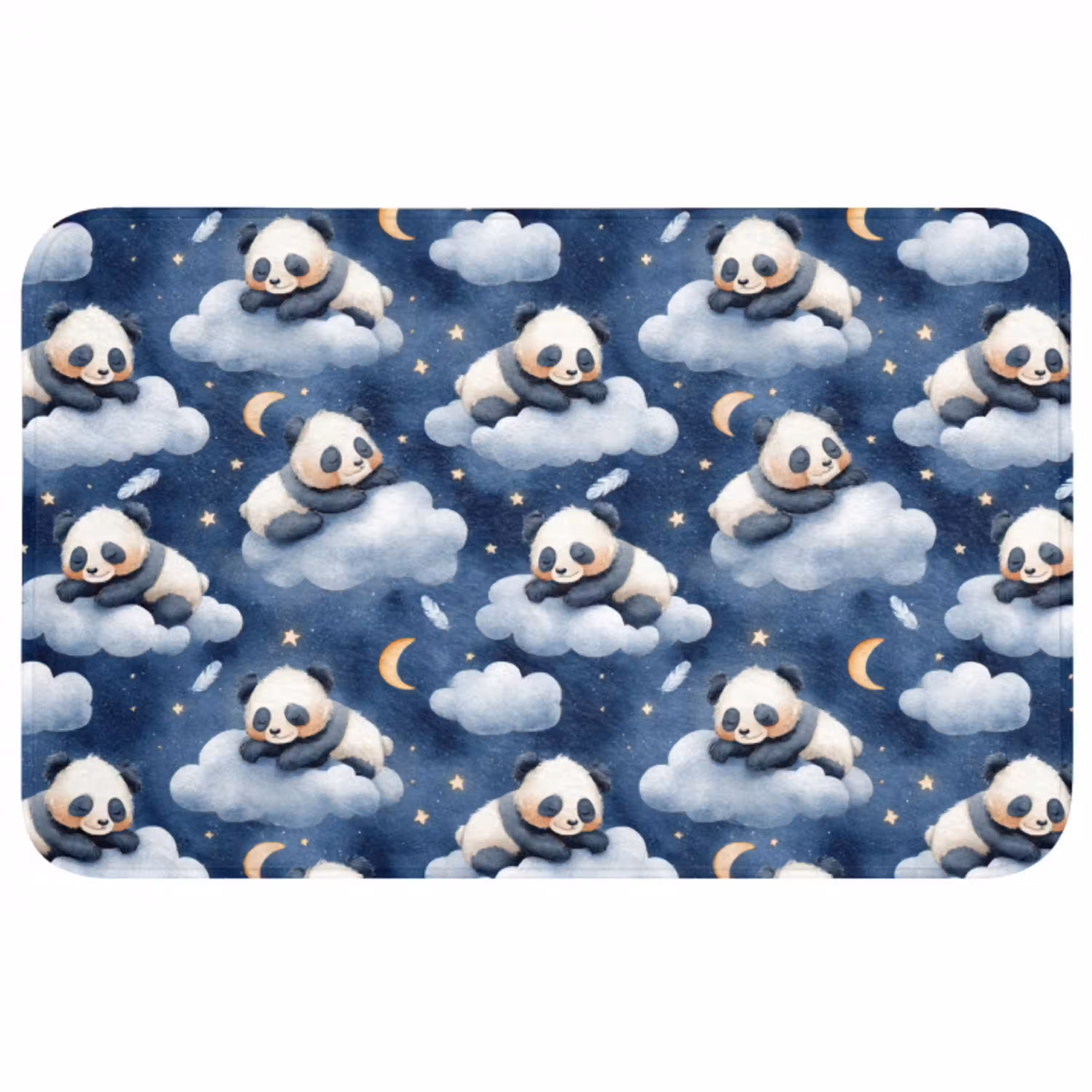 Panda's - Slapen - Blauw Badmat middel 997 -3d
