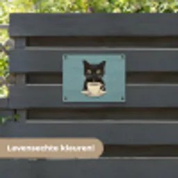 Kat - Zwart - Koffie - Minimalistisch tuinposter los doek klein -sfeer3