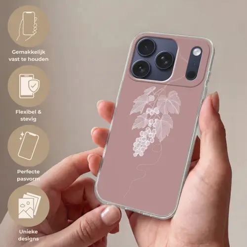 Tros - Druiven - Illustratie - Bladeren Telefoonhoesje iPhone 17 Pro klein -sfeer3_NL