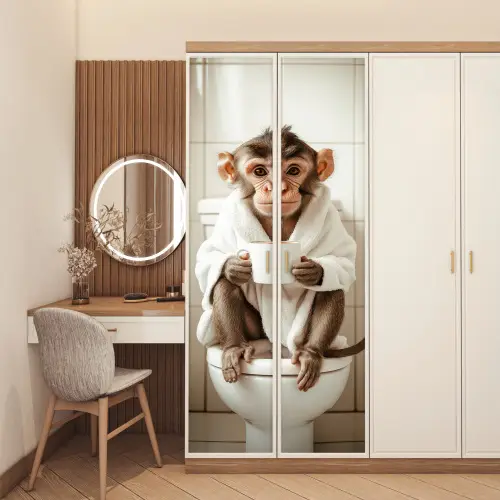 Aap - Modern - WC - Badjas deurposter klein -sfeer3