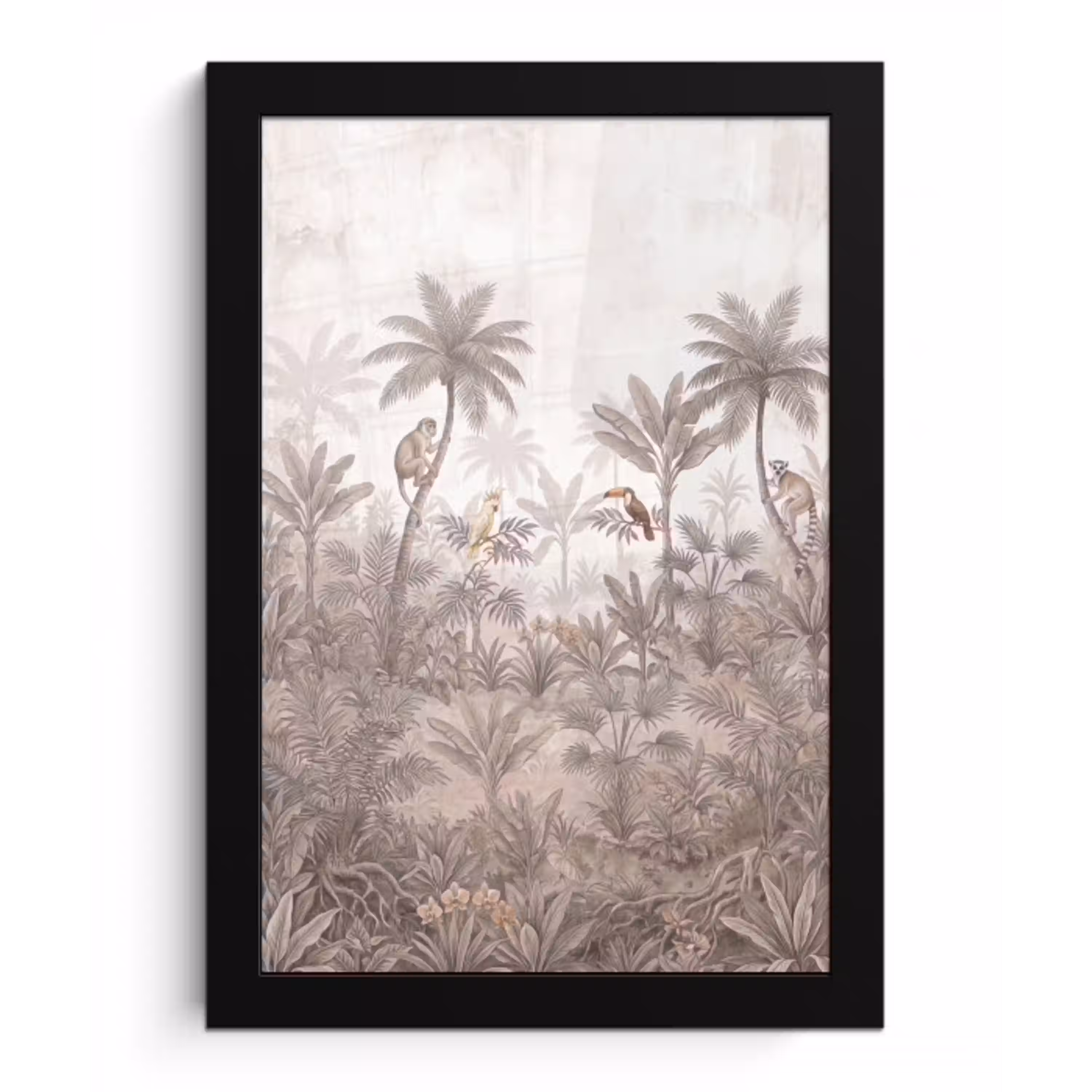 Jungle - Dieren - Palmbomen fotolijst zwart zonder passe partout klein -3d