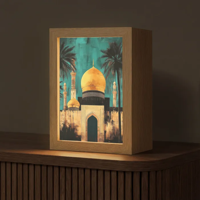 Moskee - Goud - Arabisch - Islamitische Light Box met kabel (Tafellamp) klein -z3d_website
