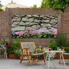 Hortensia’s - Stenen - Muur - Bloemen Tuinposter op houten frame 2 cm dik xxl -sfeer3