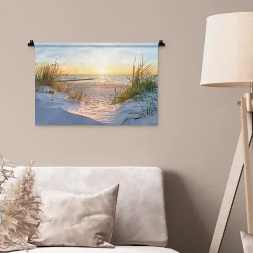 Strand - Zon - Duin - Gras - Zand - Horizon Wandkleed katoen klein -sfeer4