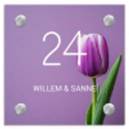 Paarse tulp - Klassiek Naambord Vierkant klein -3d