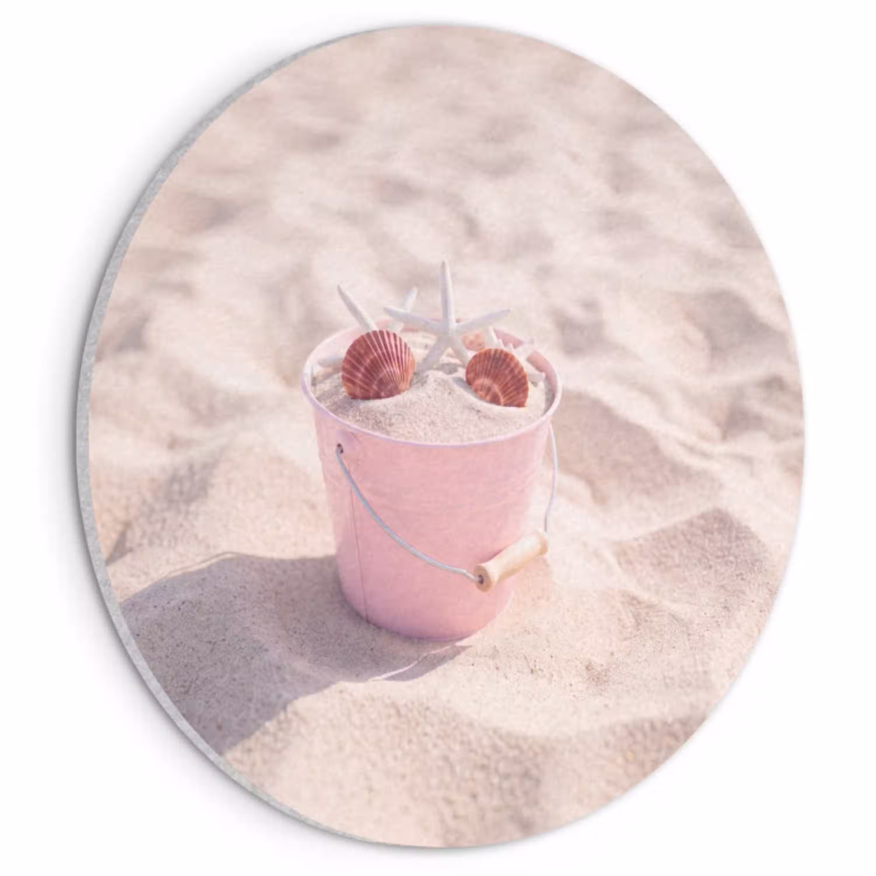 Strand - Schelpen - Zomer - Roze - Decoratie Akoestische PET Vilt - Rond klein -3d