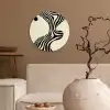 Beige - Lijnen - Golvend -  Abstract Wandcirkel plexiglas klein -sfeer1