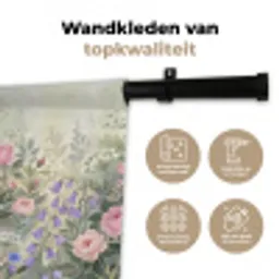 Bloemen - Tuin - Natuur - Kleurrijk Wandkleed katoen klein -sfeer2