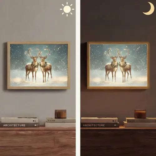 Kerstmagie - Winterwoud - Rendier Light Box met batterij (Wandlamp) middel -sfeer3