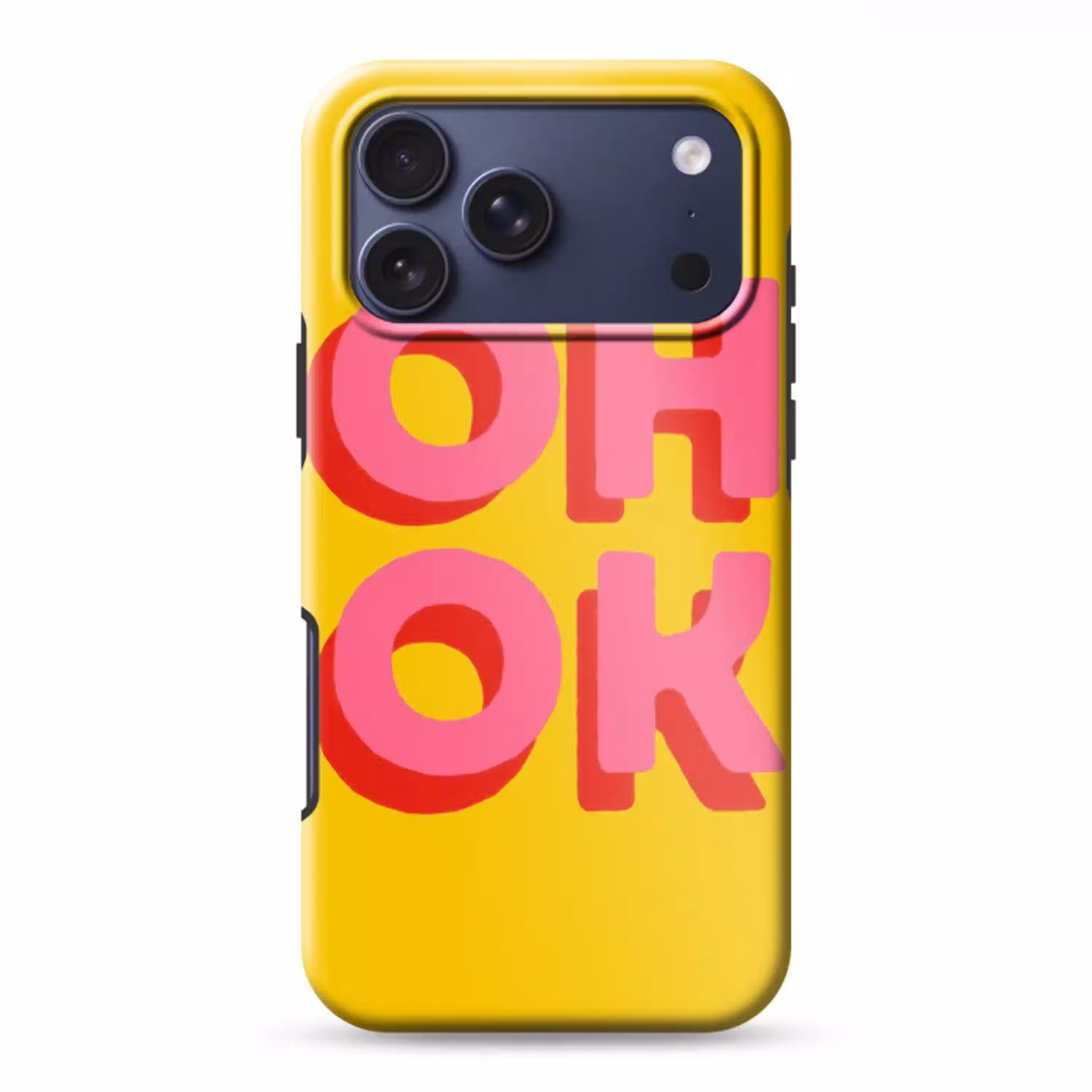 Oh ok - 3D - Geel - Roze Toughcase MagSafe Apple iPhone 17 Pro Max klein -3d