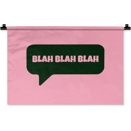 Roze - Tekstwolk - Groen - BLAH BLAH BLAH Wandkleed katoen klein -zz3d