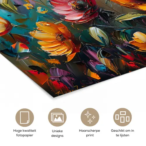 Watercolor - Bloemen - Kunst - Modern poster papier klein -closeup_NL