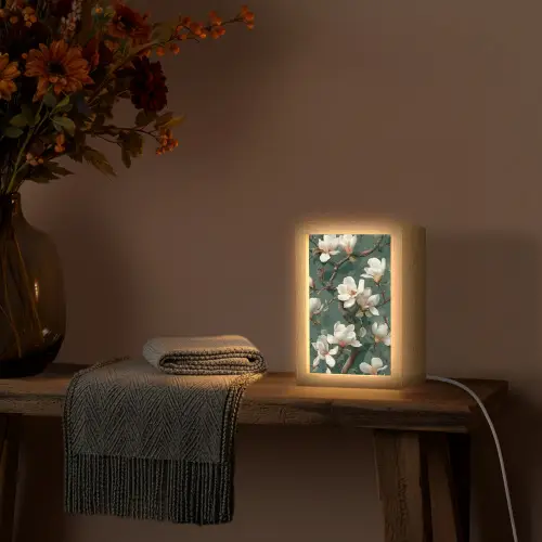 Bloemen - Takken - Wit - Klassiek Light Box met kabel (Tafellamp) klein -sfeer4