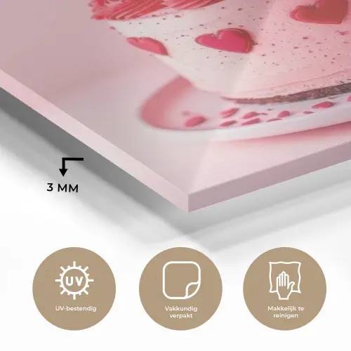 Taart - Hart - Roze plexiglas 5mm klein -sfeer2