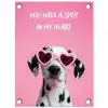 Hartjes - Hond - Valentijn - Roze tuinposter los doek klein -3d