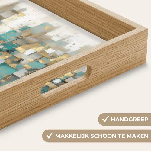 Abstract - Blokken - Goud - Skyline Dienblad Rechthoek middel -USP_HandgreepNL
