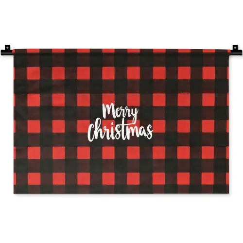 Geruit - Rood - Tekst - Christmas Wandkleed katoen klein -zz3d