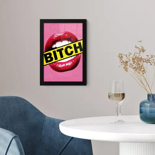 Lippen - Tekst - Kleurrijk fotolijst zwart zonder passe partout klein -sfeer4