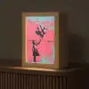 Graffiti - Meisje - Ballon - Roze - Blauw - Street art Light Box met kabel (Tafellamp) klein -z3d_website