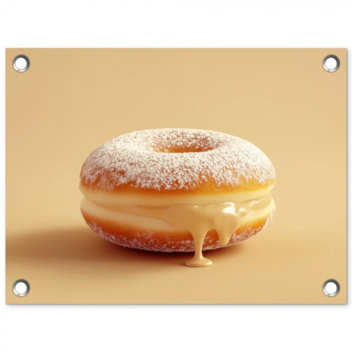 Donut - Romig - Poedersuiker - Beige tuinposter los doek klein -3d