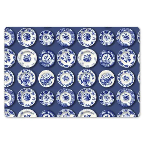 Borden - Floraal - Blauw Placemat vinyl groot 368 -zzsfeer1_Kitchenyeah-website