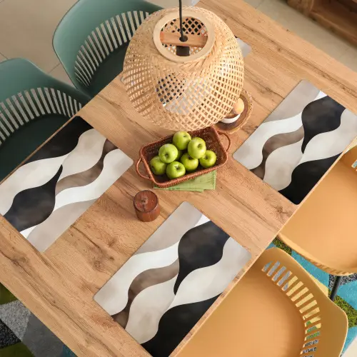 Golven - Abstract - Beige Placemat vinyl groot -zzsfeer5_Kitchenyeah-website