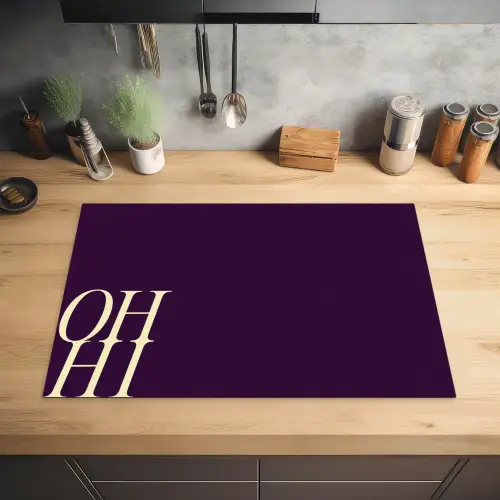 Oh hi - Paars - Cursief Inductie beschermer vinyl 3mm klein -sfeer5
