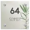 Lichtbeige met plant - Modern Naambord Vierkant klein -3d