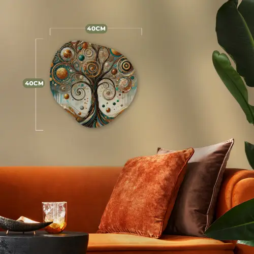 Levensboom - Boom - Abstract - Modern Wandcirkel Organisch Forex 3mm klein -sfeer3