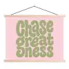 Chase greatness - Groen - Roze - Retro textielposter latten blank klein -3d