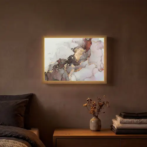 Rood - Marmer - Goud Light Box met batterij (Wandlamp) middel -sfeer4