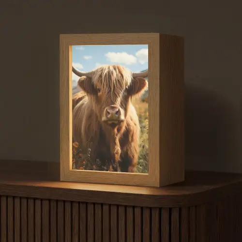 Schotse hooglander - Dieren portret - Natuur - Dier Light Box met kabel (Tafellamp) klein -z3d_website