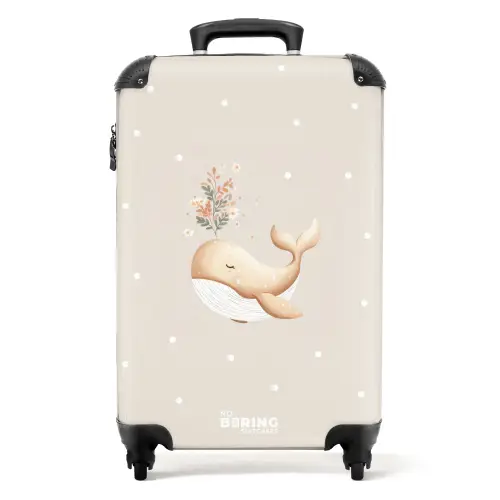 Beige walvis in bloemenzee NBS - Handbagage koffer - Kinderen Unisex middel -productfoto_recht