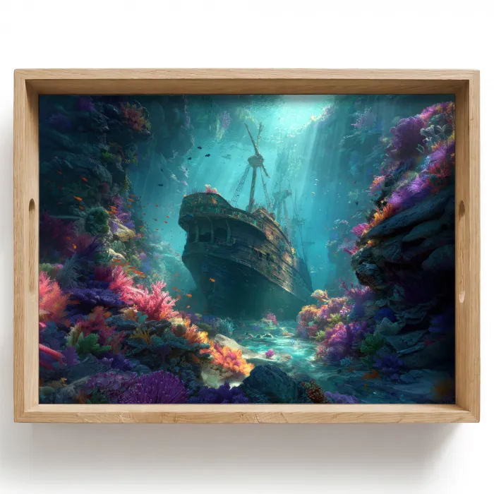 Schip - Hout - Koraalriffen - Zonlicht Dienblad Rechthoek middel -z3d_shopping