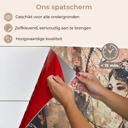Kimono - Vrouw - kersenbomen keuken achterwand spatscherm klein -spatscherm_NL