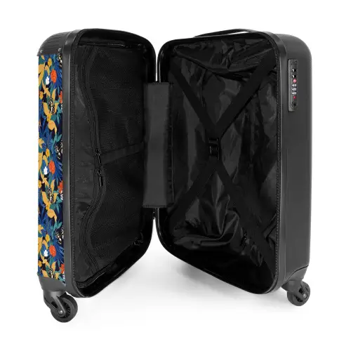 Tropisch vlinder patroon donker blauw NBS - Handbagage koffer - Kinderen Unisex middel -binnenkant