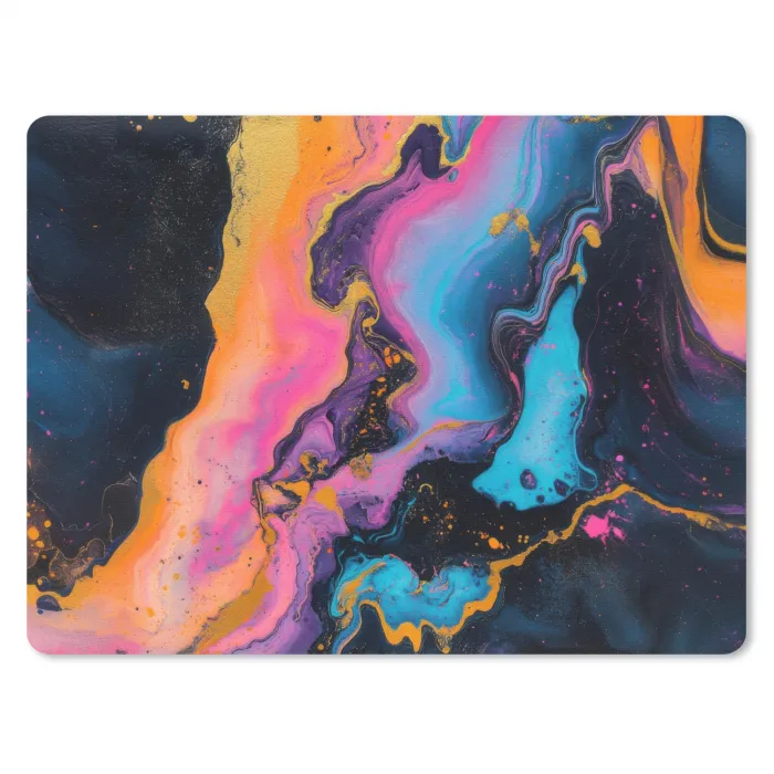 Modern - Marmer - Oranje muismat rubber klein -3d