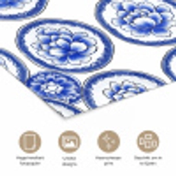 Cirkels - Bloemen - Blauw poster papier klein 62 -closeup_NL