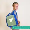 Groen met T-rex dino Kinderrugzak - Blauw middel -sfeer3_NL