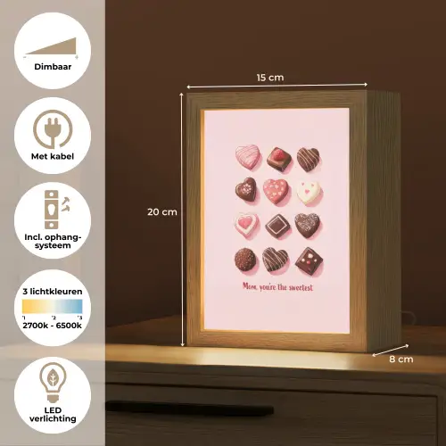 Chocolaatjes - Hartvormig - Liefste Light Box met kabel (Tafellamp) klein -USP_NL