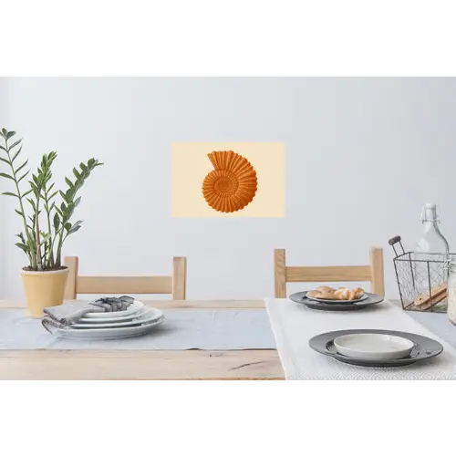 Schelp - Oranje - Ribbels Muursticker klein -eettafel