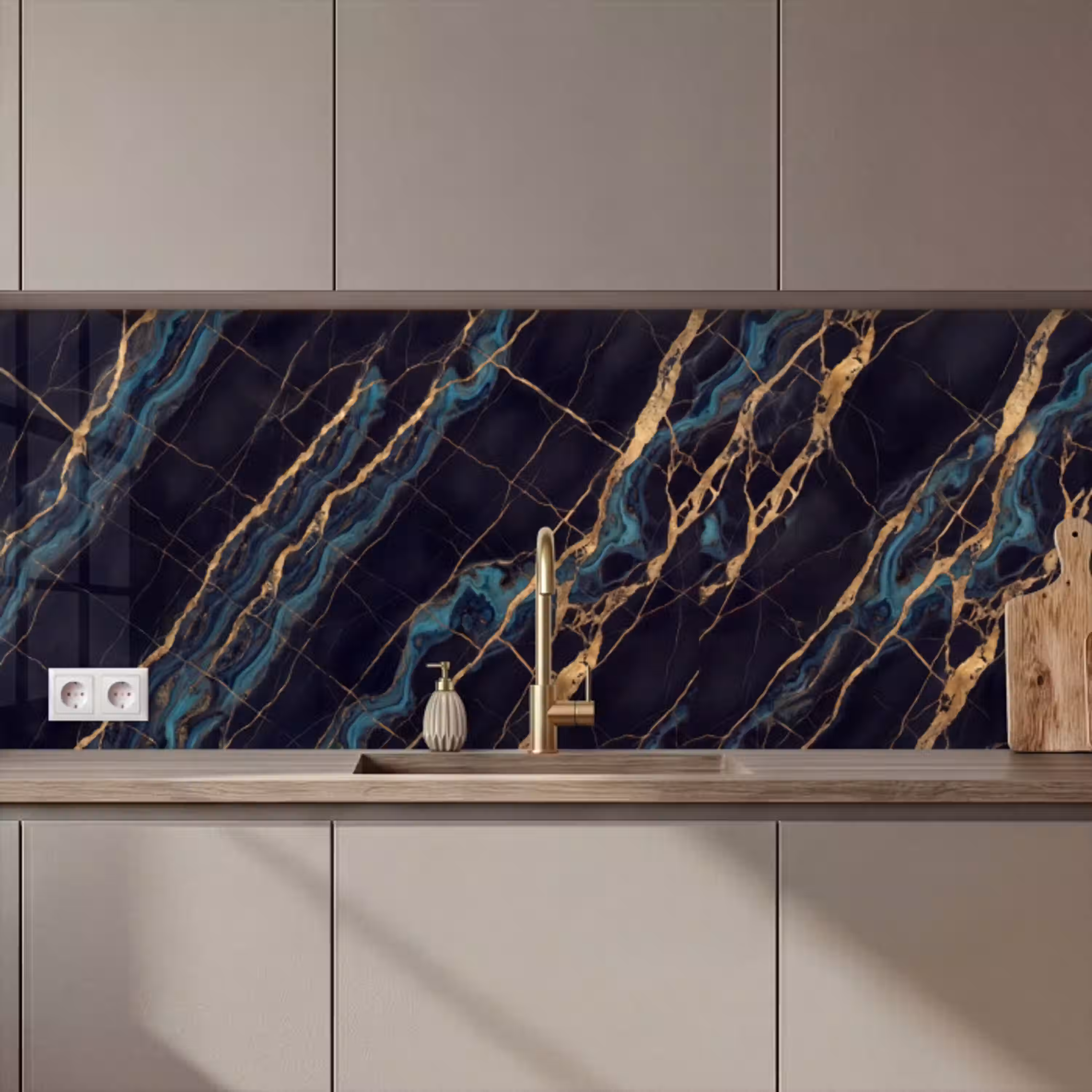 Abstract - Gouden lijnen - Kunst - Modern - Zwart keuken achterwand 2 middel zz_3dshopping