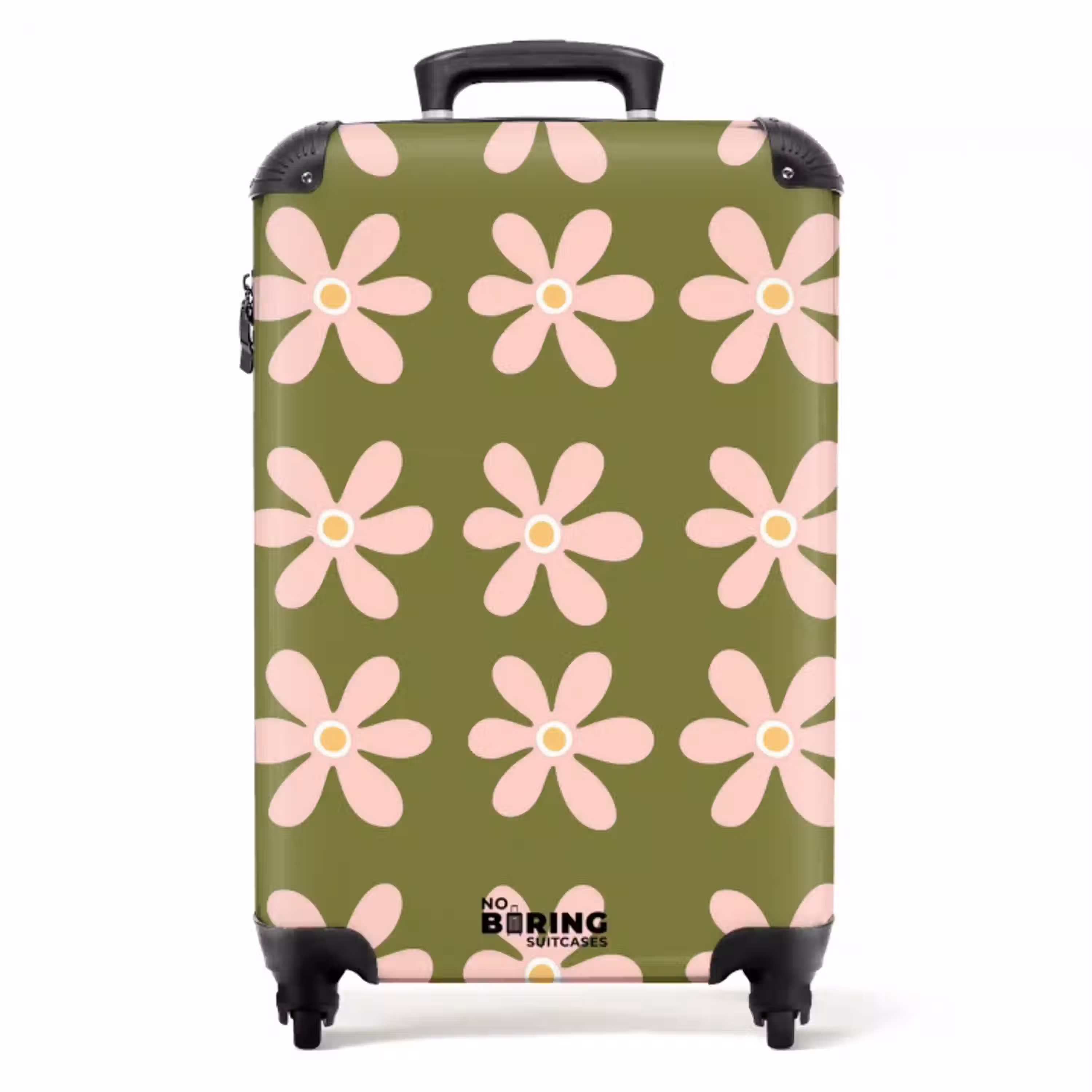 Bloem - Modern - Groen NBS - Handbagage koffer - Volwassenen Unisex middel -productfoto_recht
