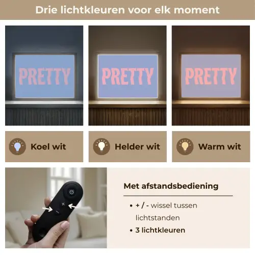 Pretty - Roze - Blauw - Golvend Light Box met batterij (Wandlamp) middel -USP_lichtkleurNL