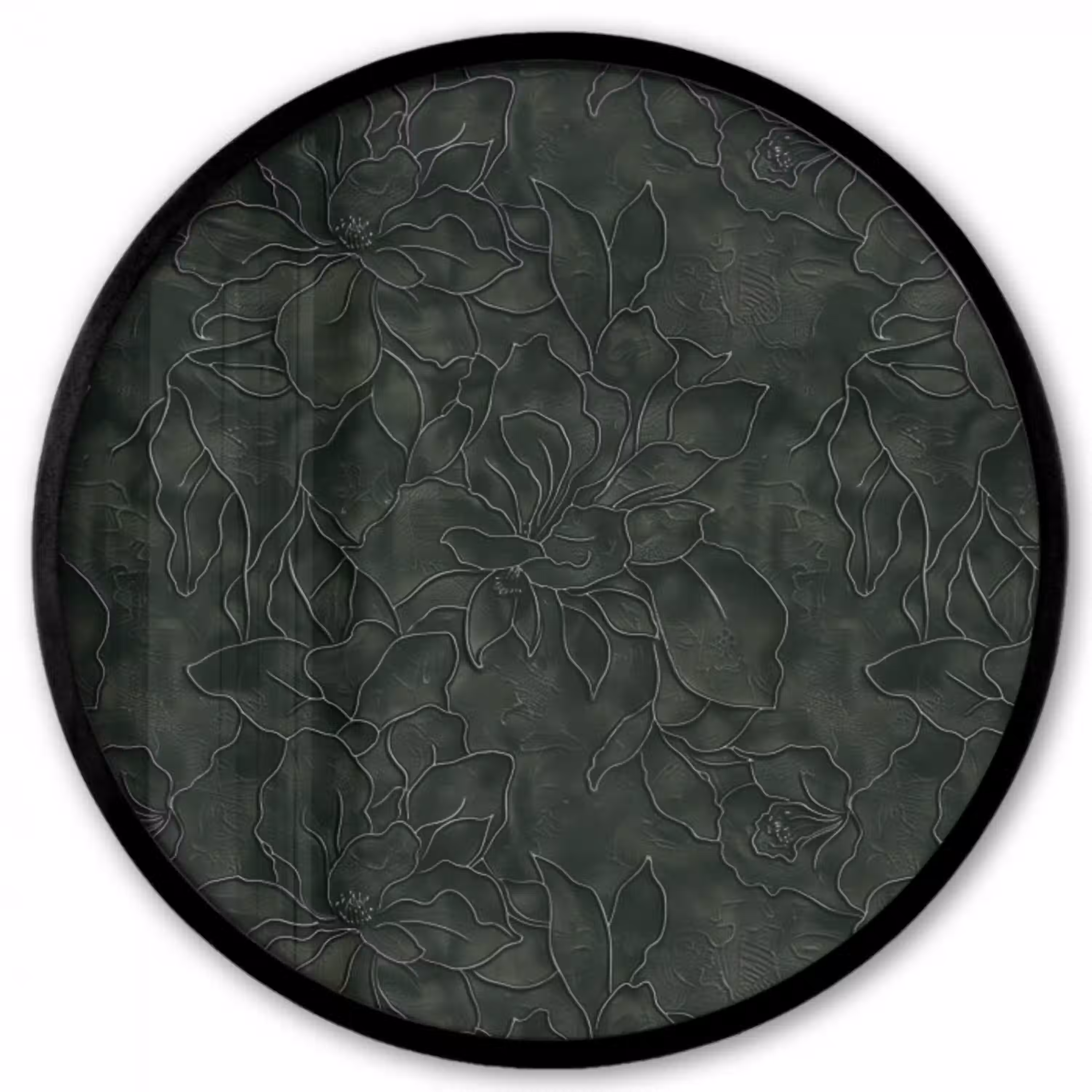 Bloemen - Lijnen - Groen Fotolijst rond zonder passe partout klein 856 -3d