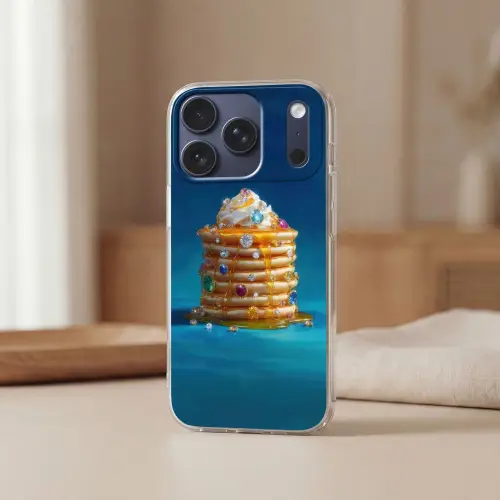 Pannenkoeken - Steentjes - Glitter - Slagroom Telefoonhoesje iPhone 17 Pro klein -sfeer2