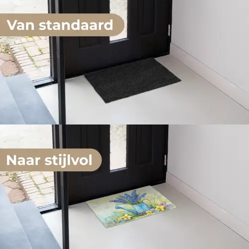 Gieter - Lavendel - Bloesems Deurmat klein -voor-na_NL
