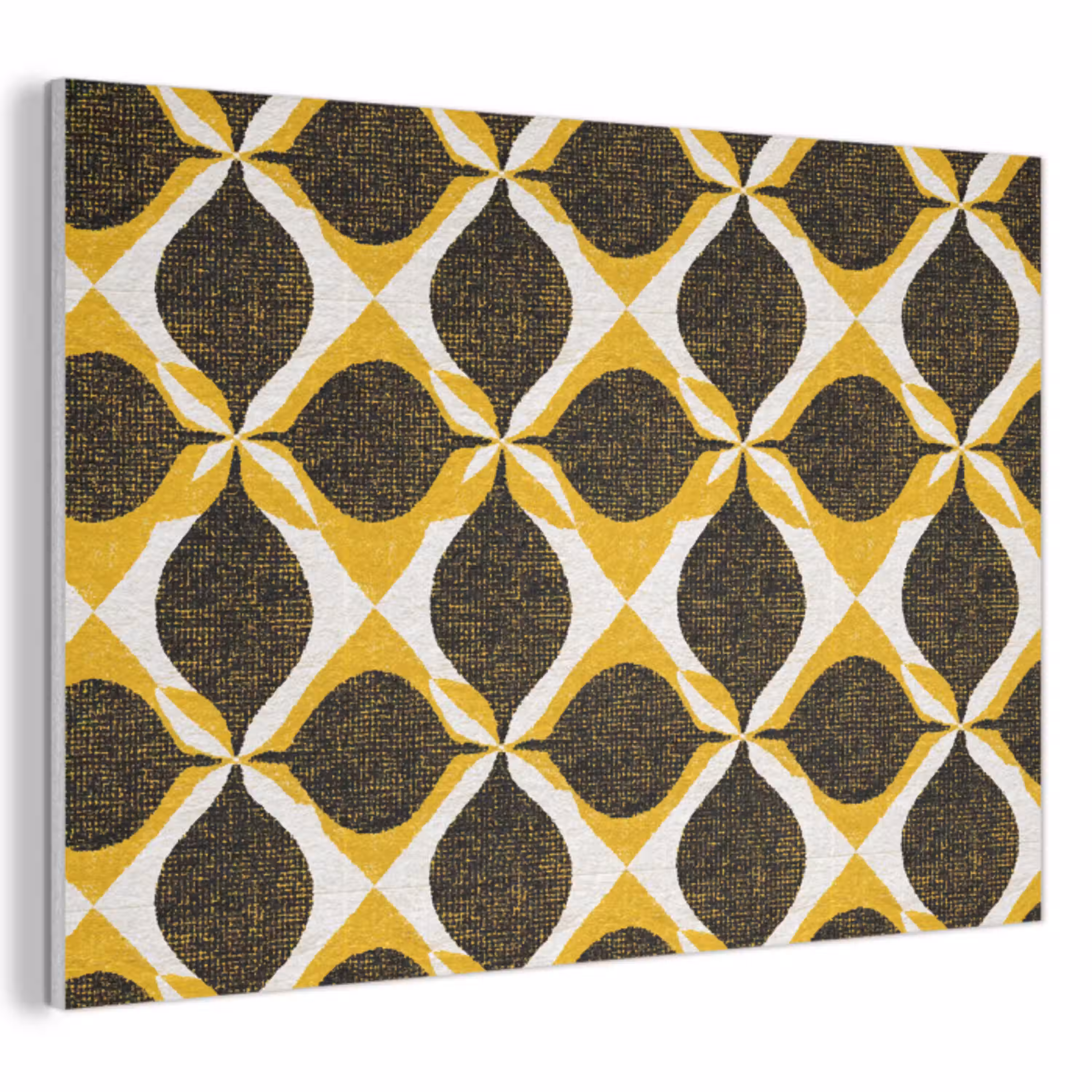 Geel - Zwart - Geometrisch - Retro - Textuur PET vilt klein 837 -3d