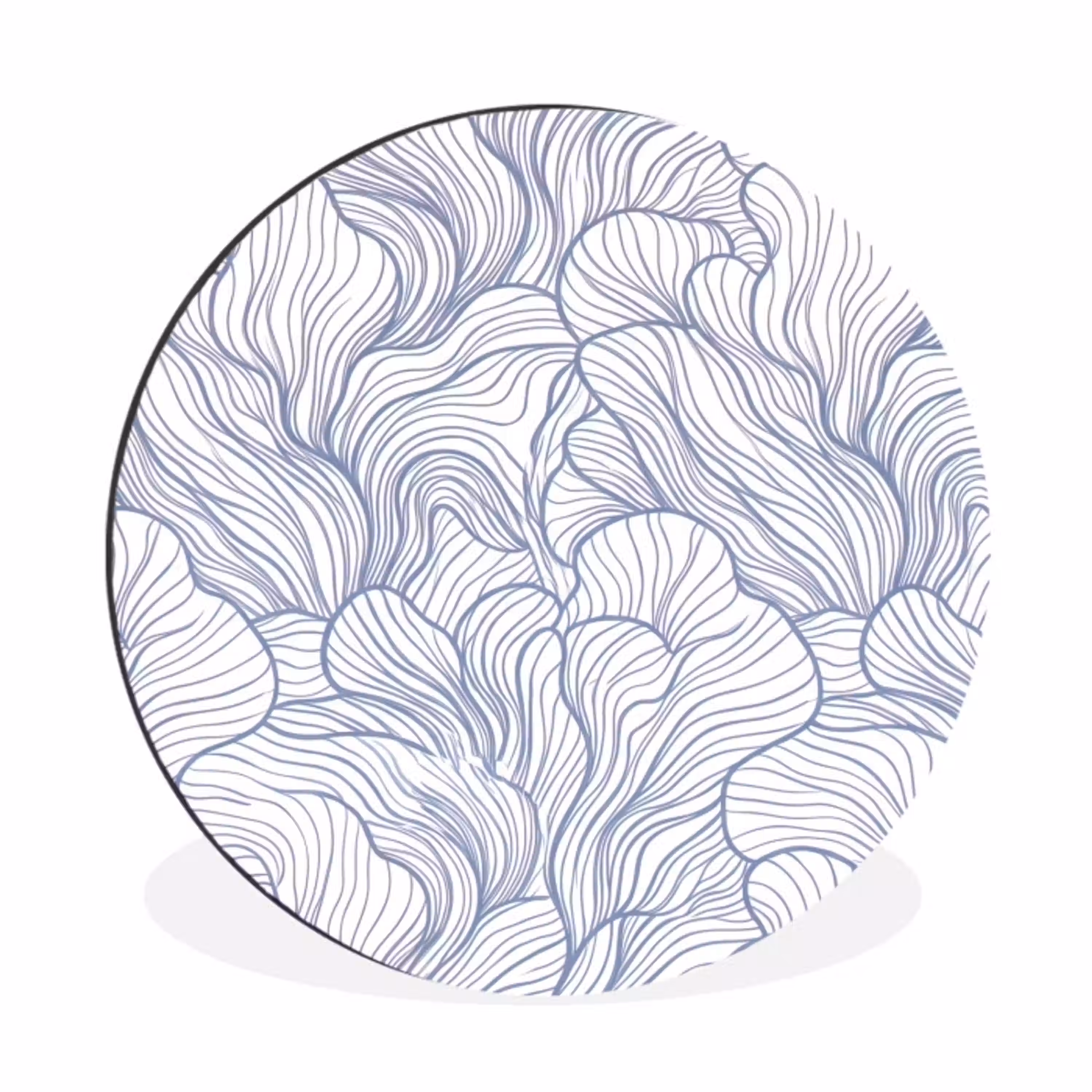 Patroon - Lijnen - Organisch - Abstract - Blauw Wandcirkel aluminium klein -3d